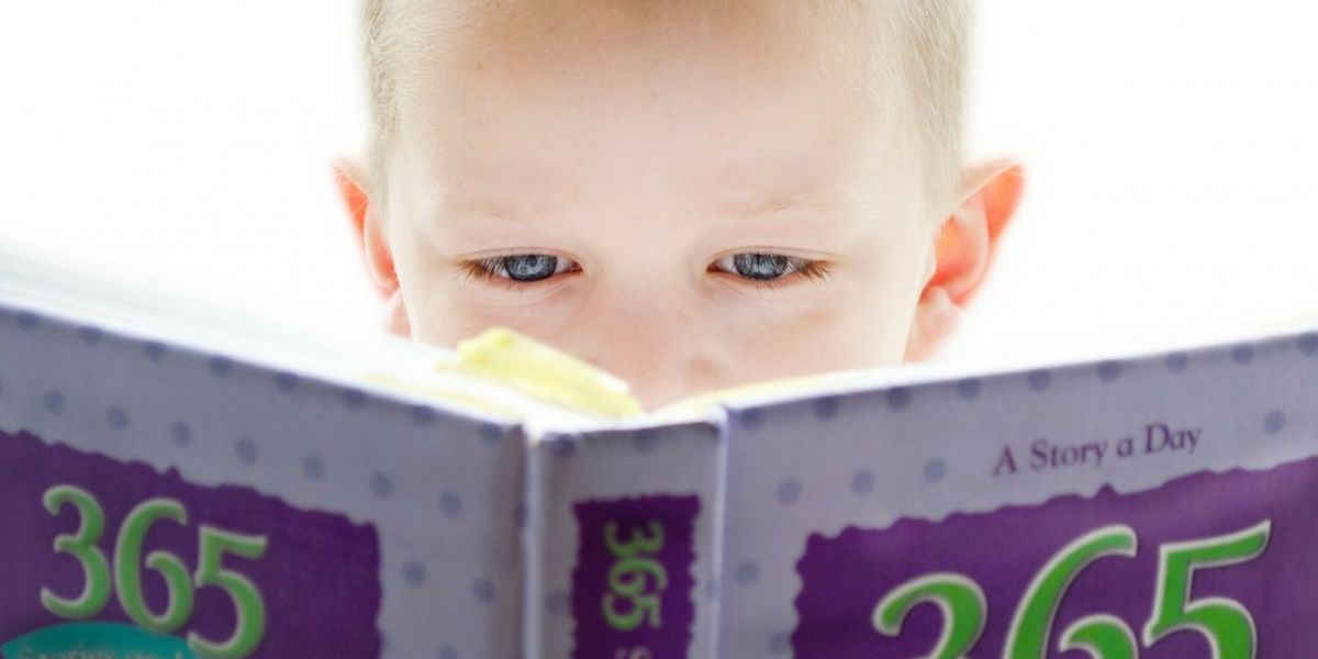Boy reading book